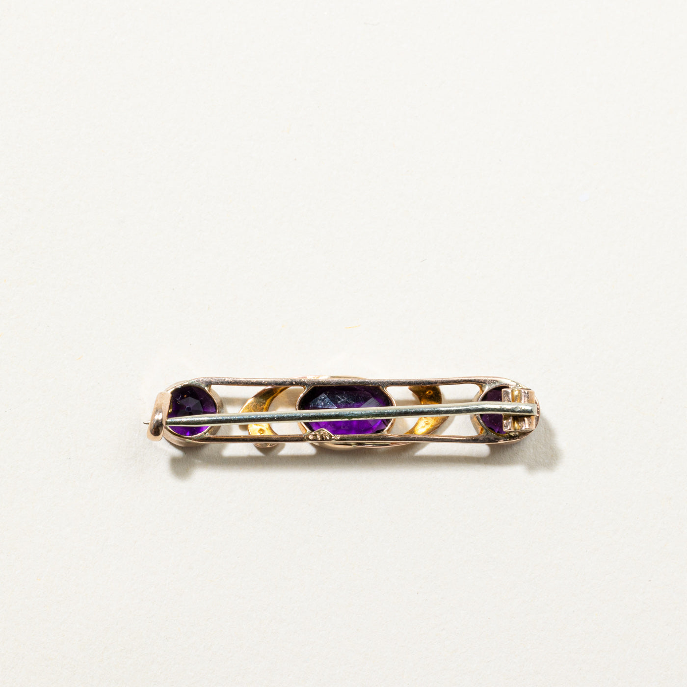 Antique Three Stone Amethyst Brooch | 1.80ctw