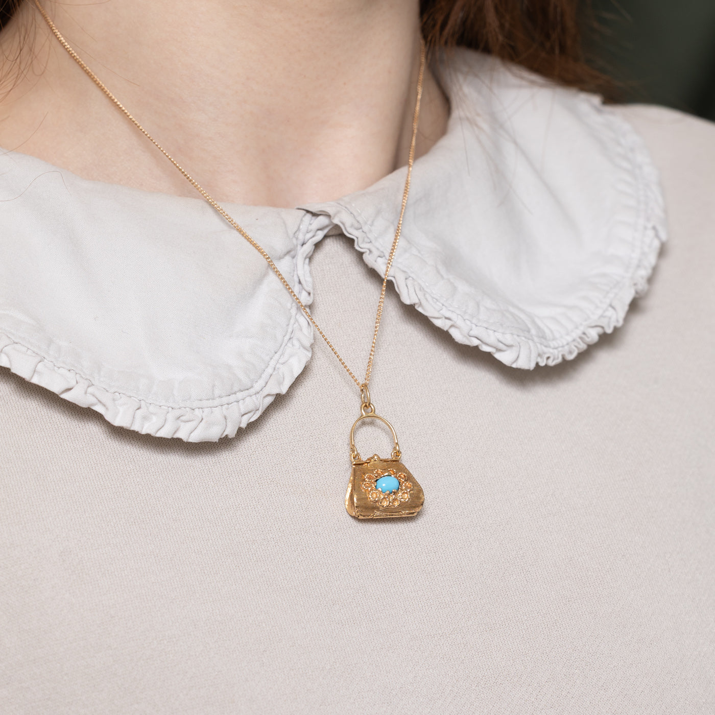 Vintage Turquoise Purse Pendant | 0.60ct