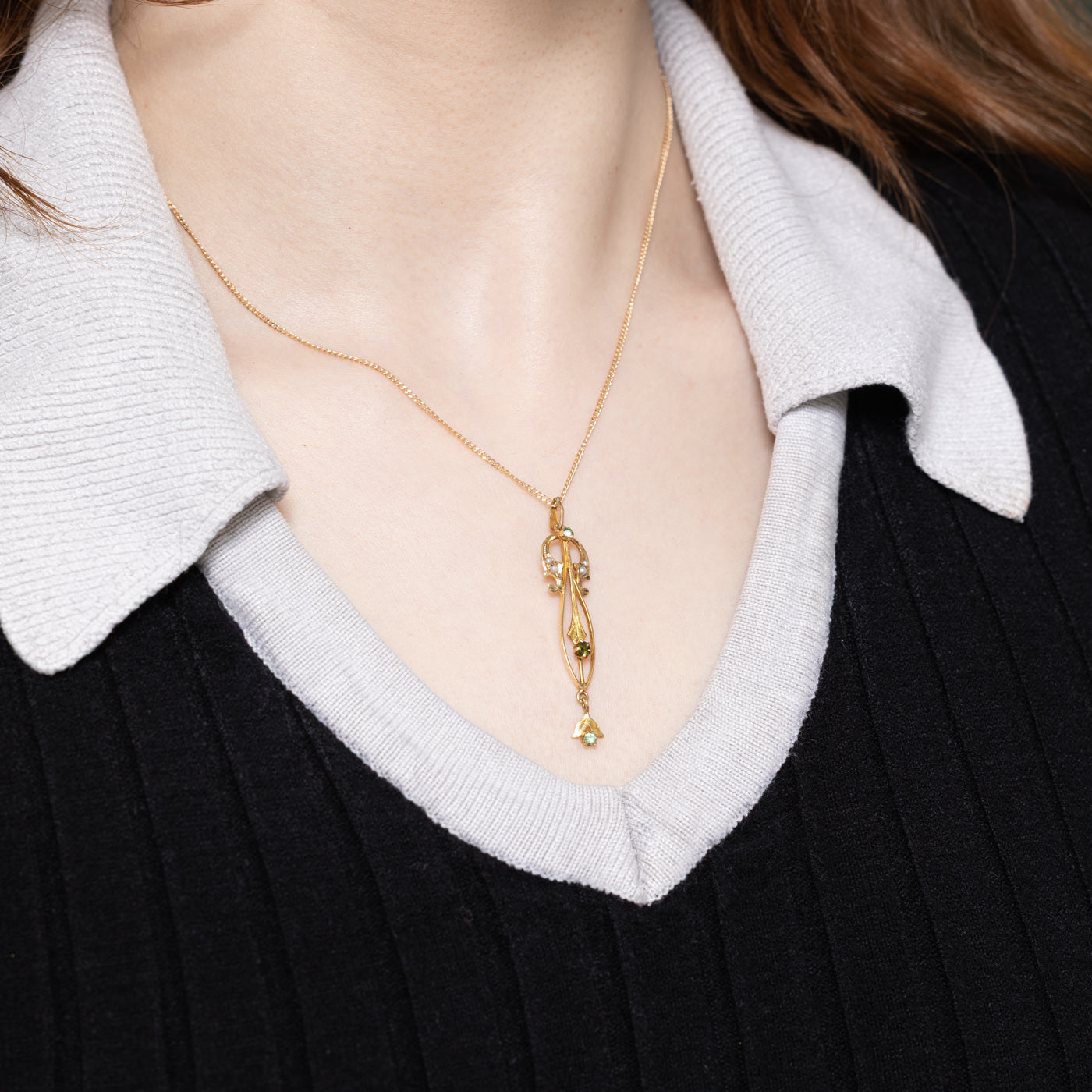 Antique Glass & Pearl Vintage Pendant | 0.15ctw