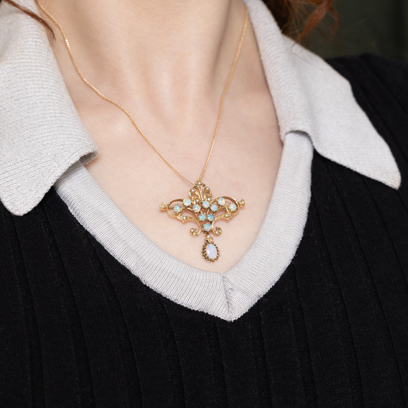 Vintage Opal Pendant Brooch | 1.35ctw