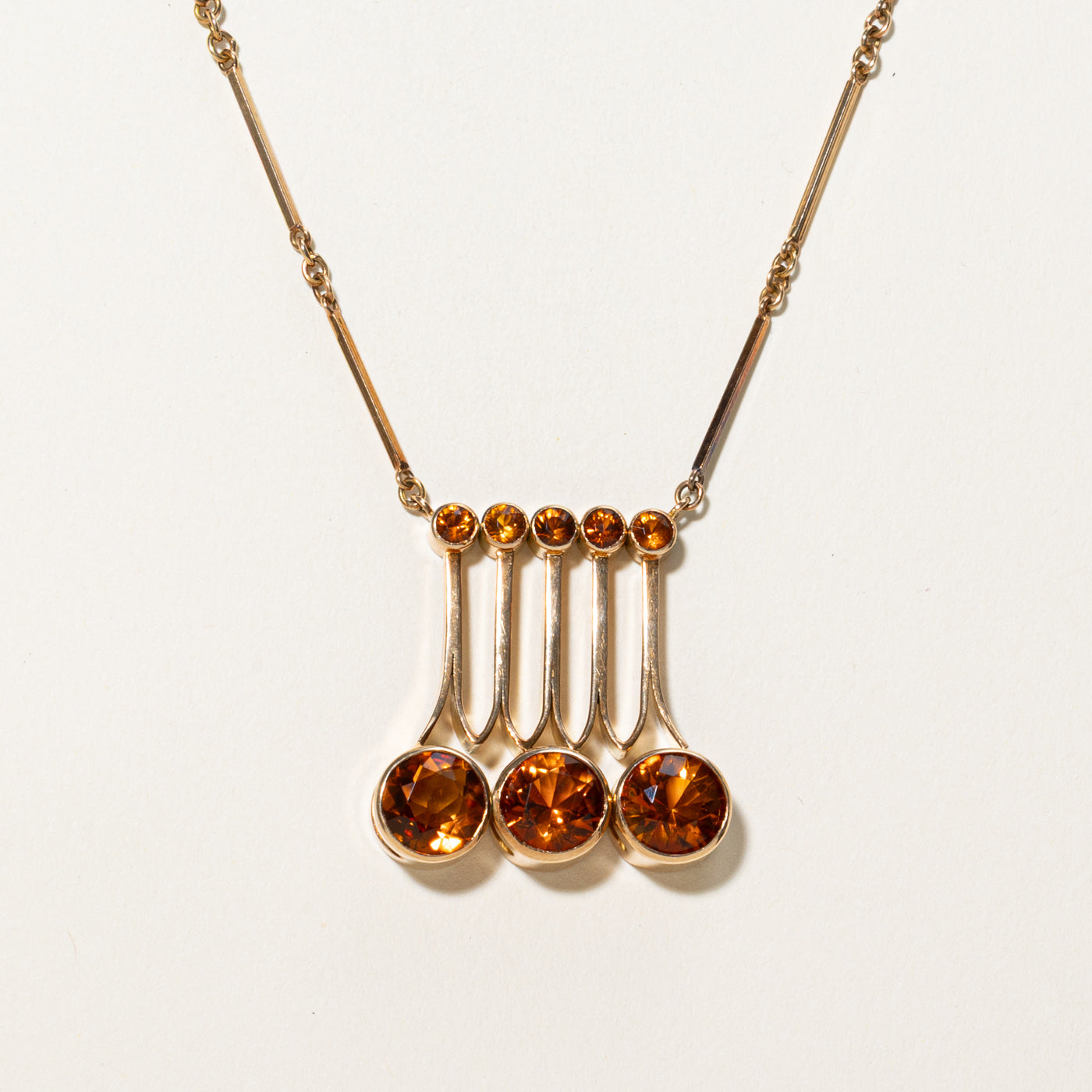 1964 Finnish Hallmarked Orange Citrine Pendant Necklace | 8.50ctw | 16"