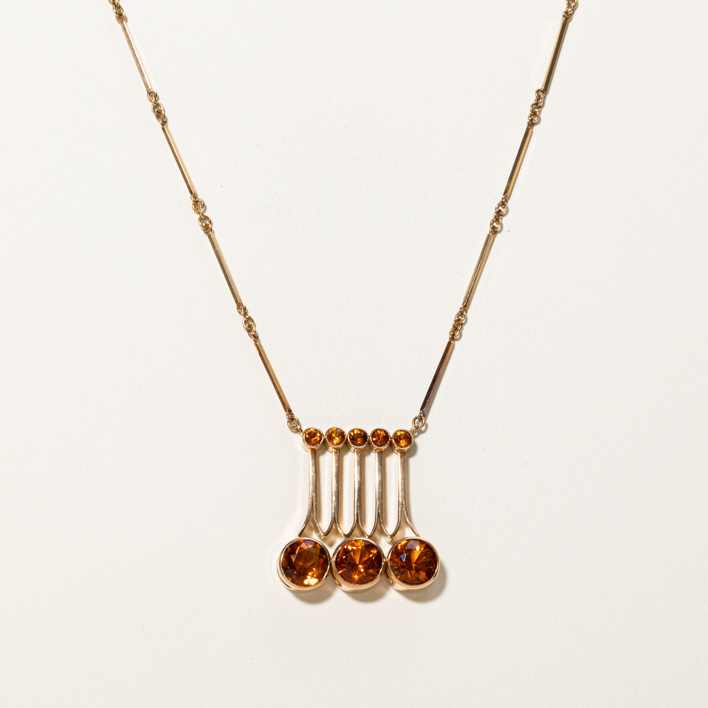 1964 Finnish Hallmarked Orange Citrine Pendant Necklace | 8.50ctw | 16"