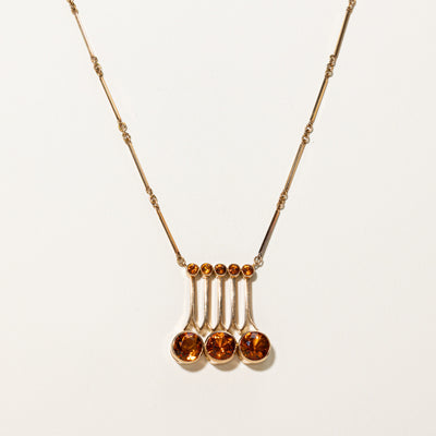 14K Gold 1964 Finnish Hallmarked Citrine Pendant Necklace | 8.50ctw | 16