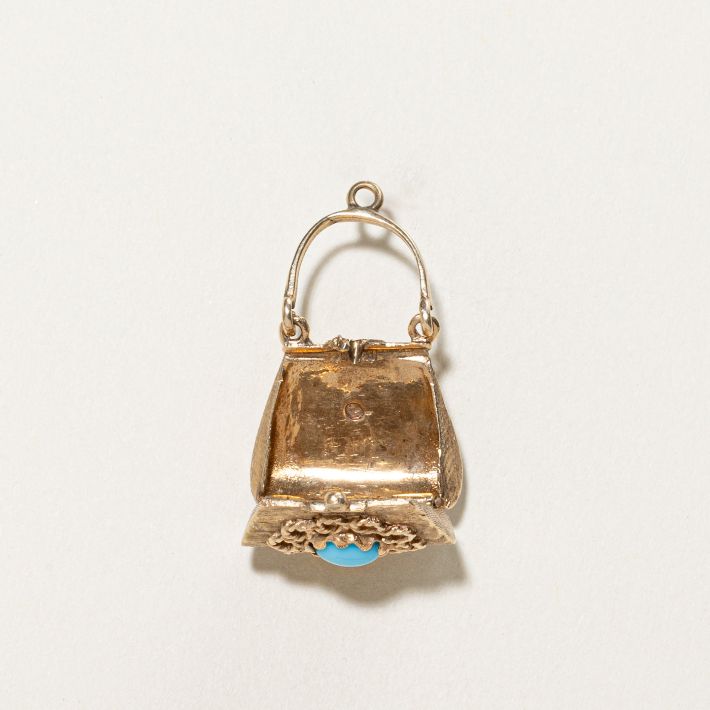 Vintage 10k Turquoise Purse Pendant | 0.60ct