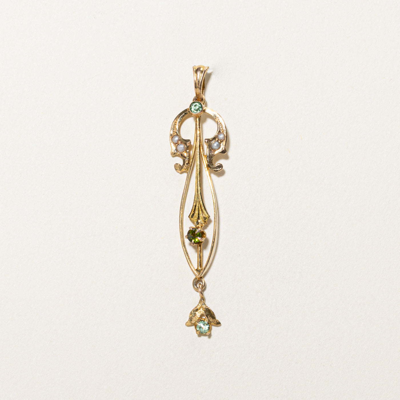 Antique Glass & Pearl Vintage Pendant | 0.15ctw