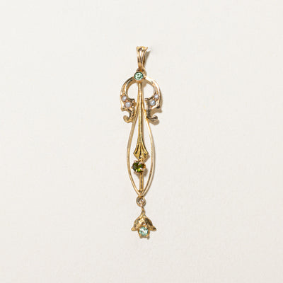Antique Glass & Pearl Vintage Pendant | 0.15ctw