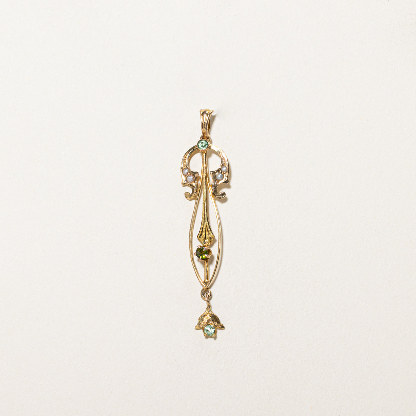 Antique Glass & Pearl Vintage Pendant | 0.15ctw