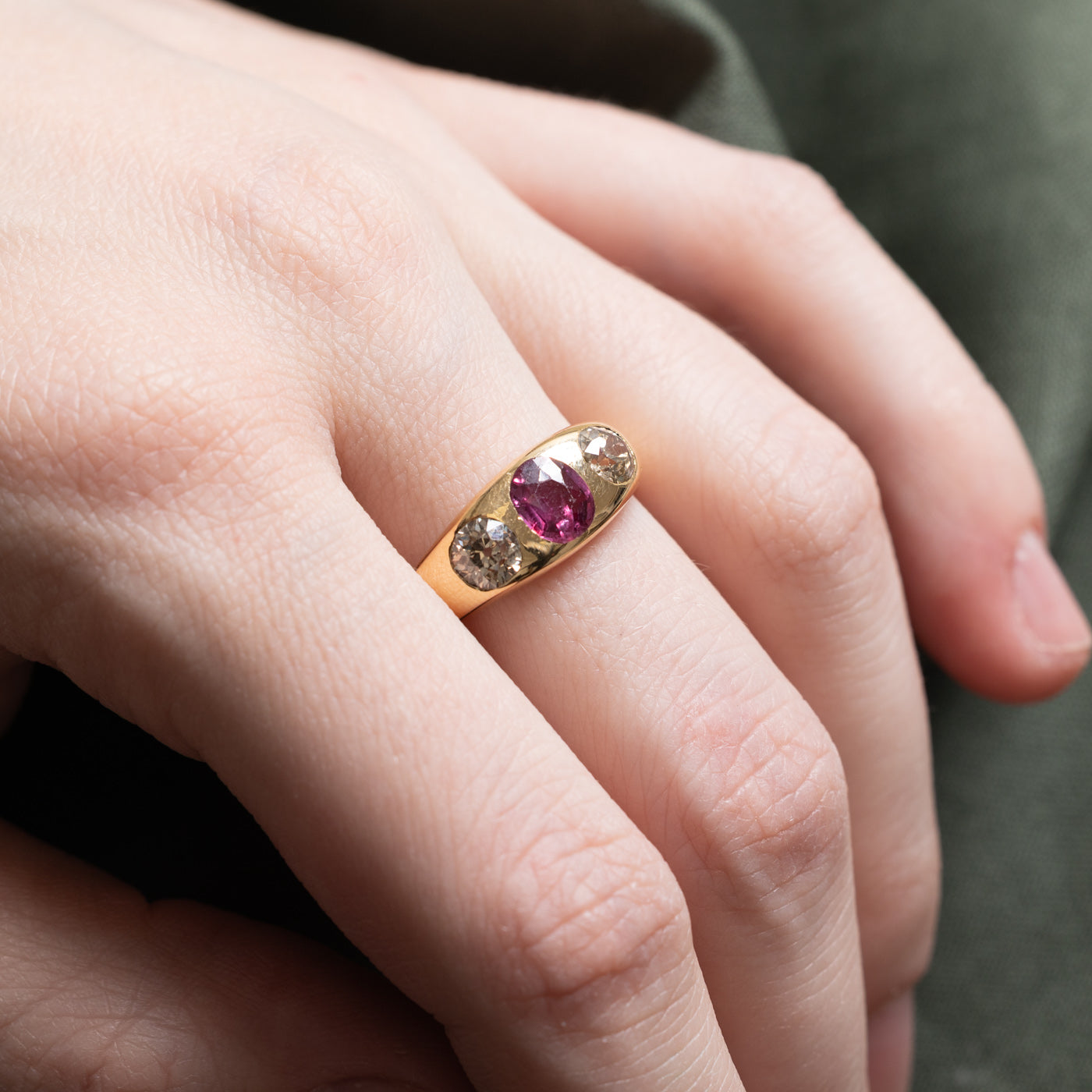 1910 Birmingham Hallmarked Diamond & Ruby Ring | 0.90ctw, 0.85ct | SZ 8.25 |