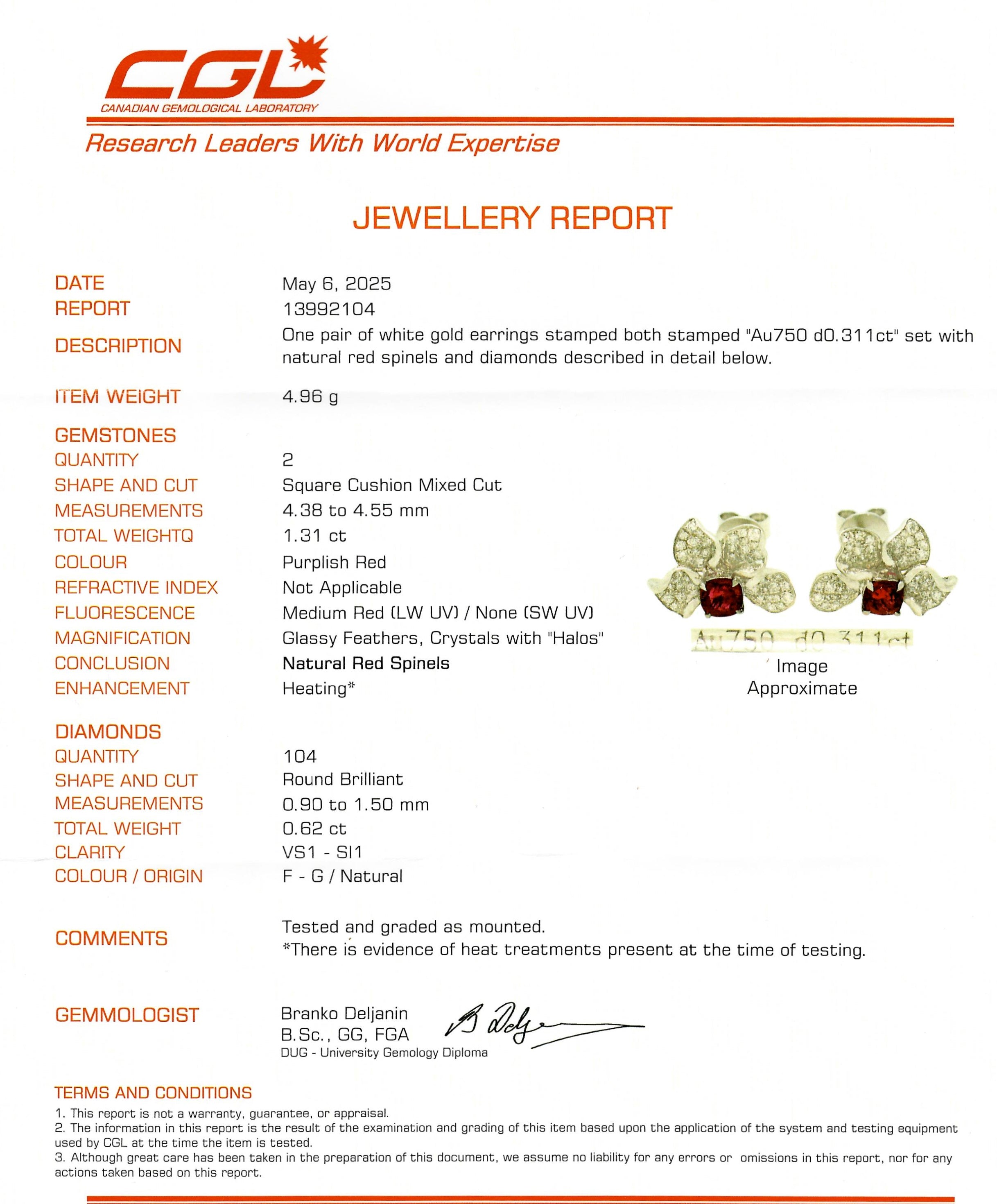 18k Natural Spinel & Diamond Cluster Flower Stud Earrings | 1.31ctw, 0.62ctw
