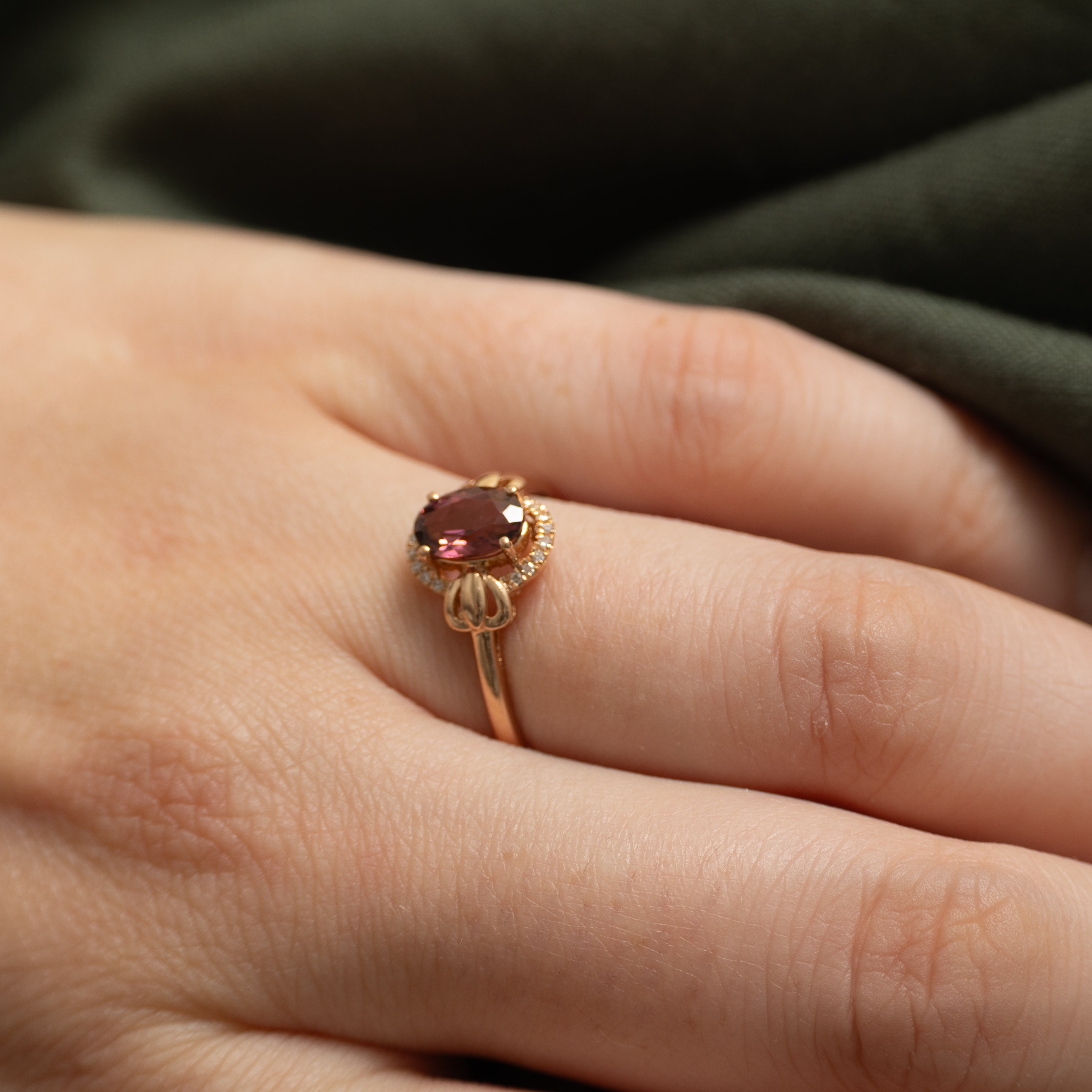 18k Pink Tourmaline & Diamond Halo Ring | 0.80ct, 0.05ctw | SZ 7.75