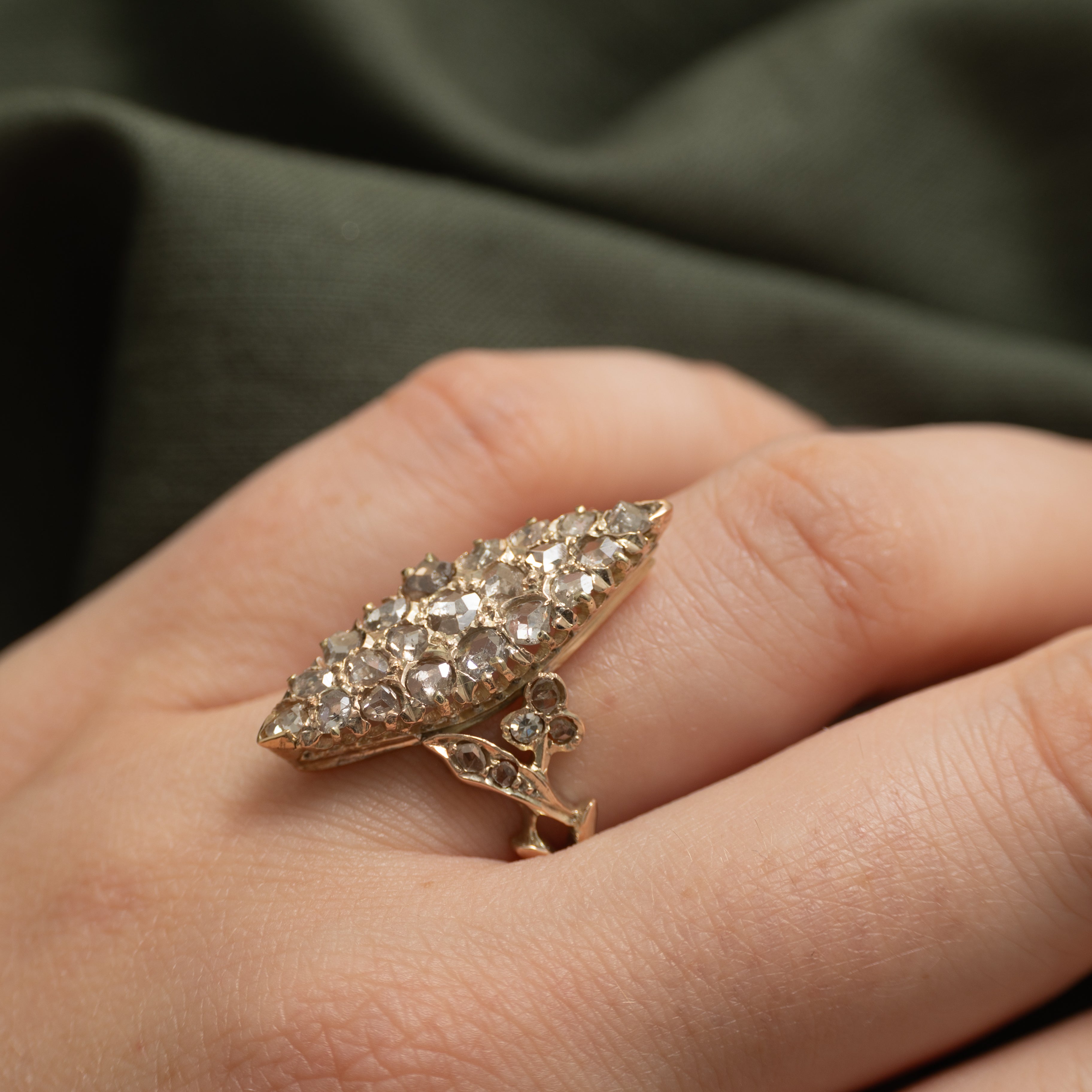 Edwardian Diamond Cluster Navette Ring | 1.00ctw | SZ 7.5