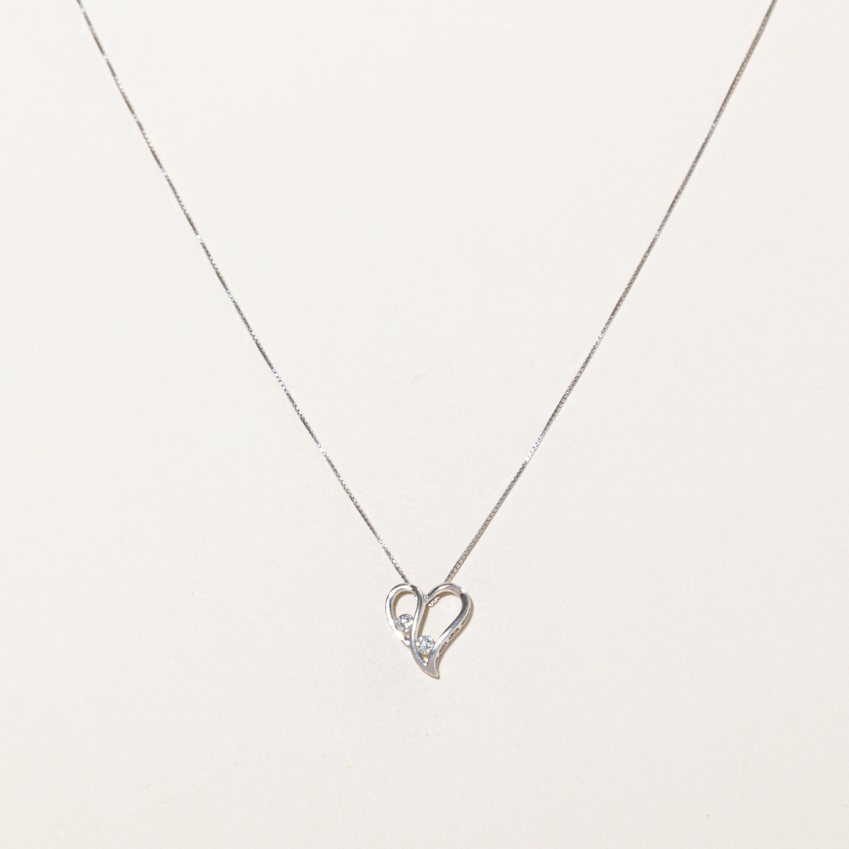 Italian 10k Diamond Heart Pendant Necklace | 0.20ctw | 17.75"