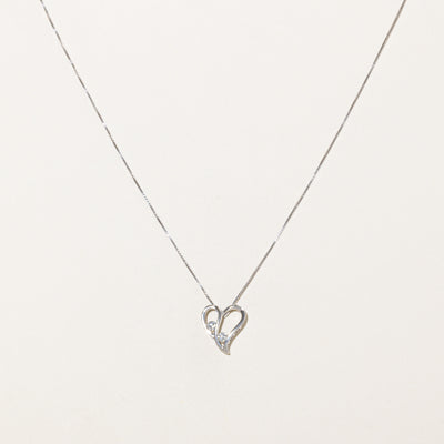 Italian 10k Diamond Heart Pendant Necklace | 0.20ctw | 17.75