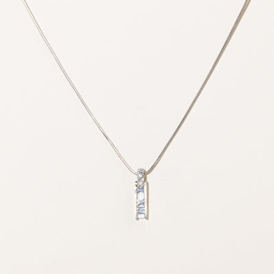 'Tiffany & Co' Italian 18k White Gold Atlas Bar Diamond Pendant Necklace | 0.08ctw | 16