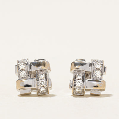 2002 Italian 'Tiffany & Co' Vannerie 18k Diamond Stud Earrings | 0.18ctw