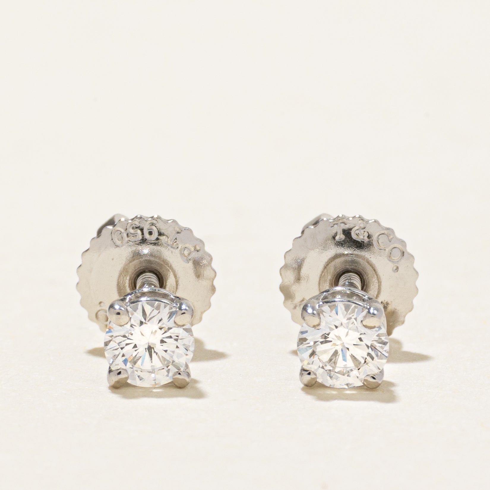 'Tiffany & Co' Solitaire Diamond Stud Earrings | 0.38ctw