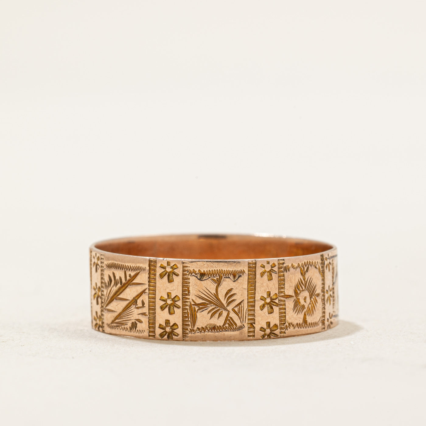 Birmingham 9k Rose Gold Engraved Band | 6.75mm | SZ 10.5