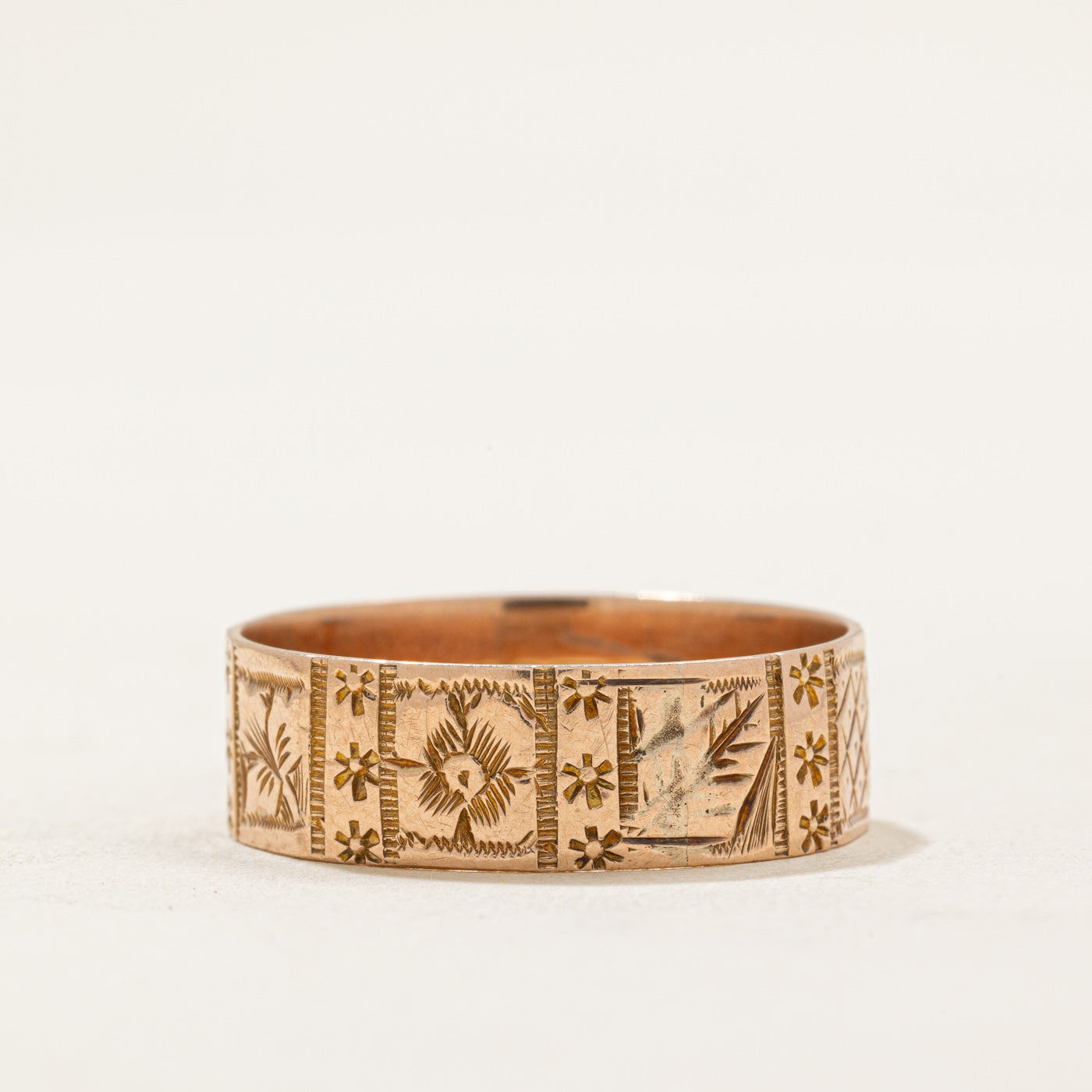 Birmingham 9k Rose Gold Engraved Band | 6.75mm | SZ 10.5