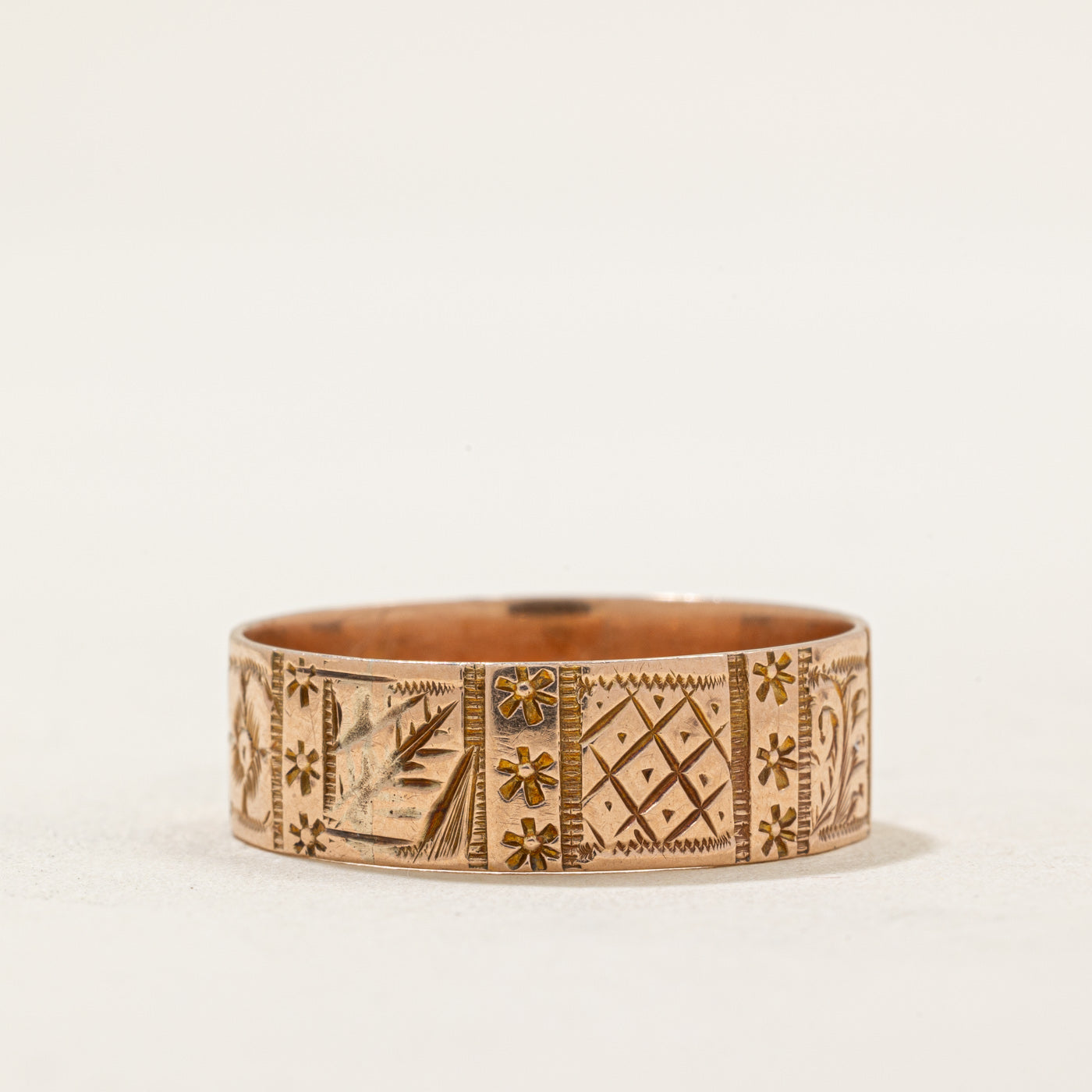 Birmingham 9k Rose Gold Engraved Band | 6.75mm | SZ 10.5