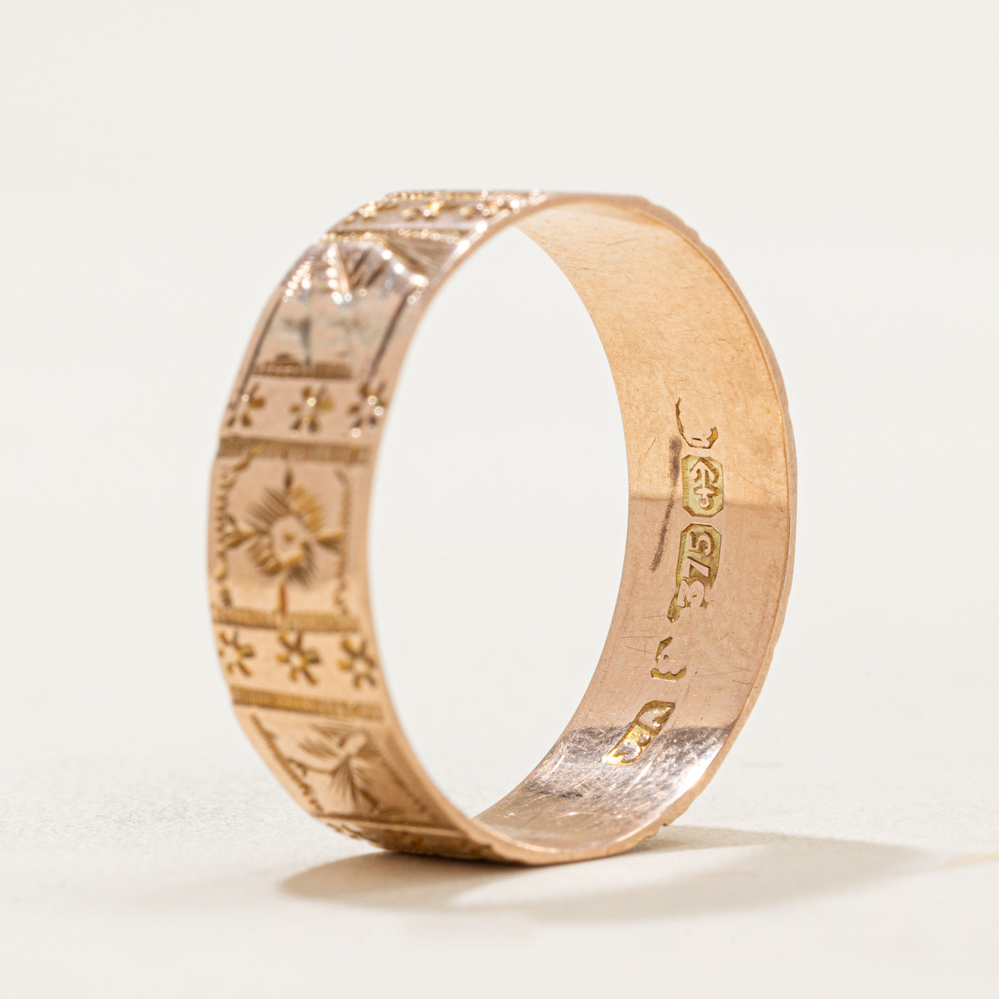 Birmingham 9k Rose Gold Engraved Band | 6.75mm | SZ 10.5