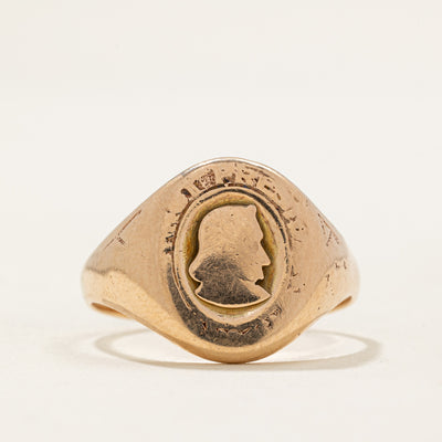 Vintage Canadian 10k Yellow Gold Portrait Ring | SZ 10.5