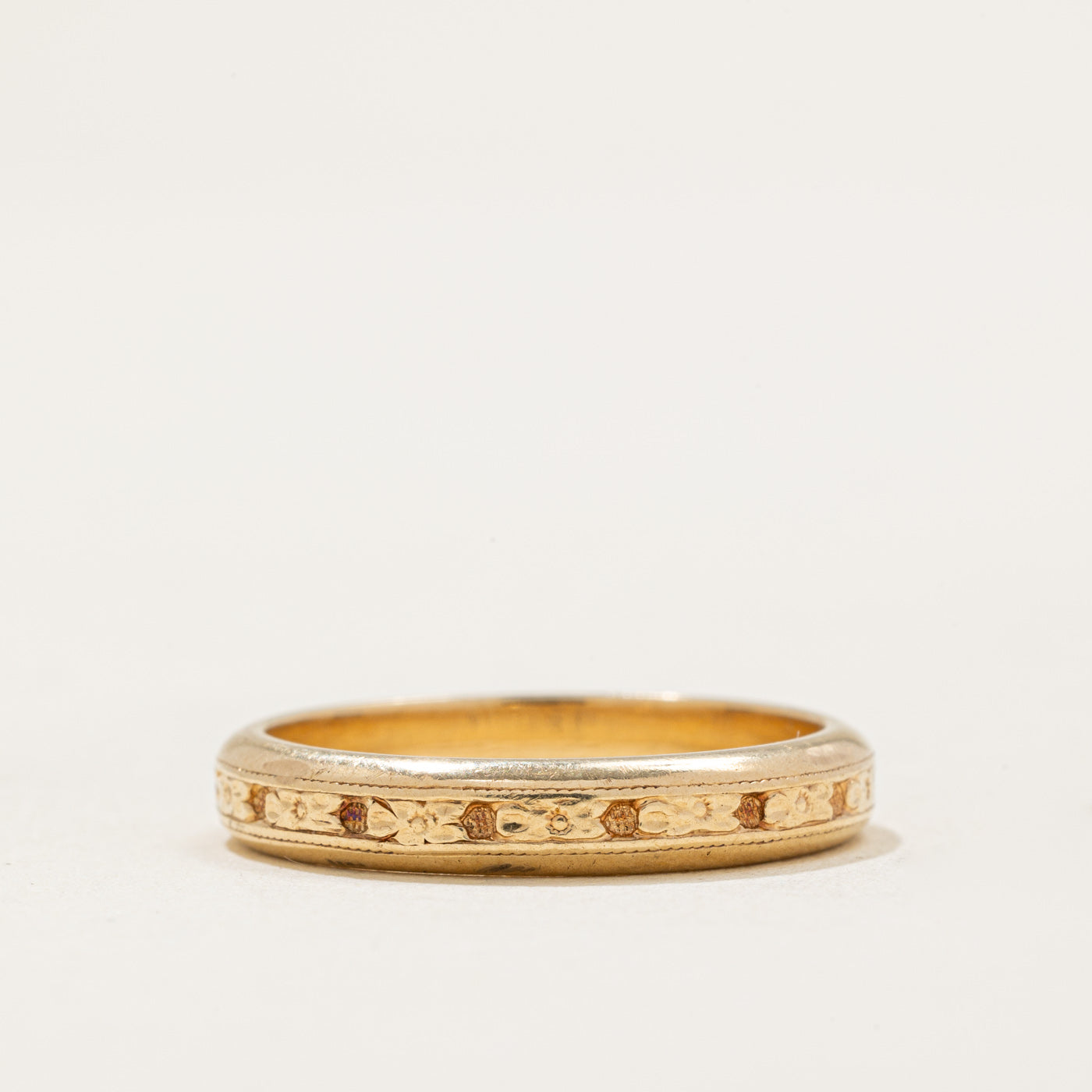 Vintage Canadian 14k Yellow Gold Floral Engraved Ring | SZ 6.5