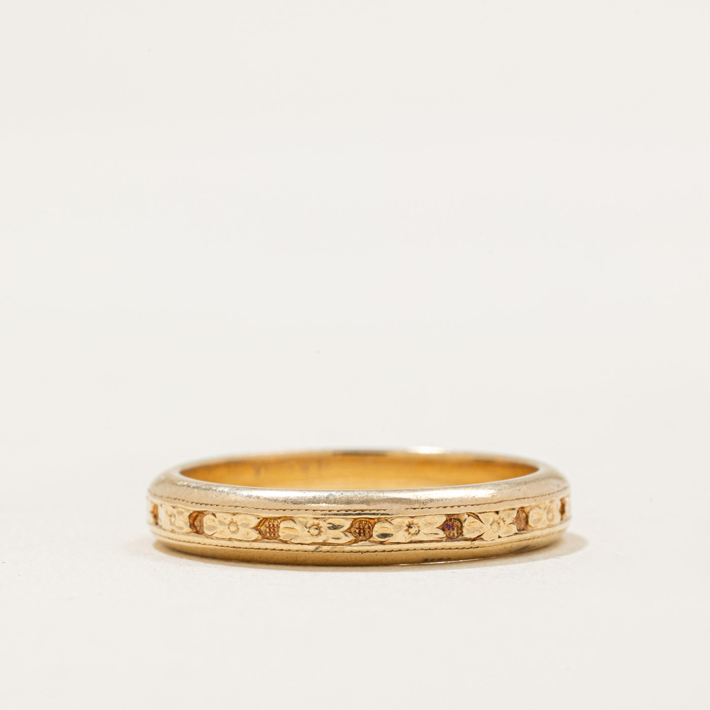 Vintage Canadian 14k Yellow Gold Floral Engraved Ring | SZ 6.5