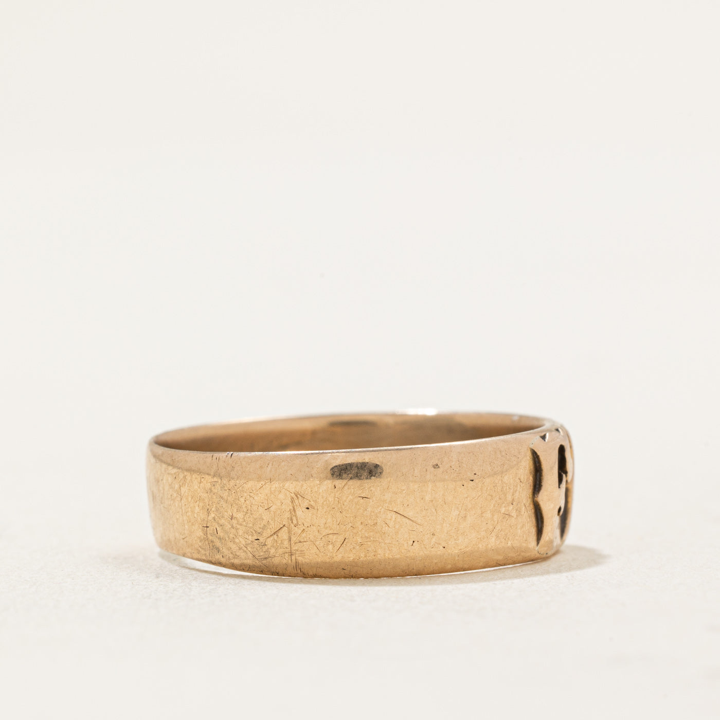 Circa 1900 Pseudo Hallmarked 'FHJ' 14k Yellow Gold Band | 6.20mm | SZ 8.75