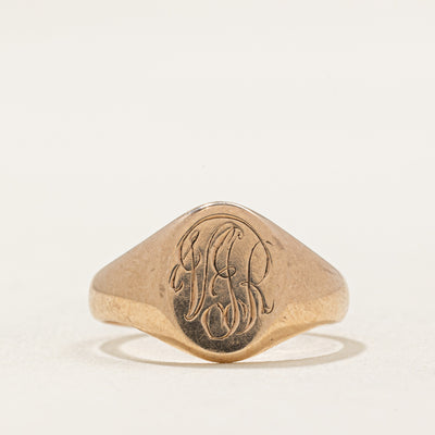 Vintage Pseudo Hallmarked 10k Yellow Gold Signet Ring | SZ 3.75