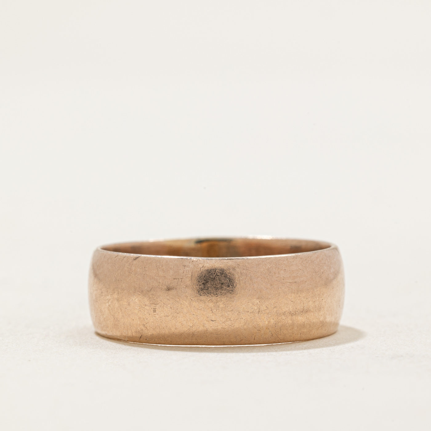 Vintage Pseudo Hallmarked 9k Rose Gold Wedding Band | 6.65mm | SZ 7.75