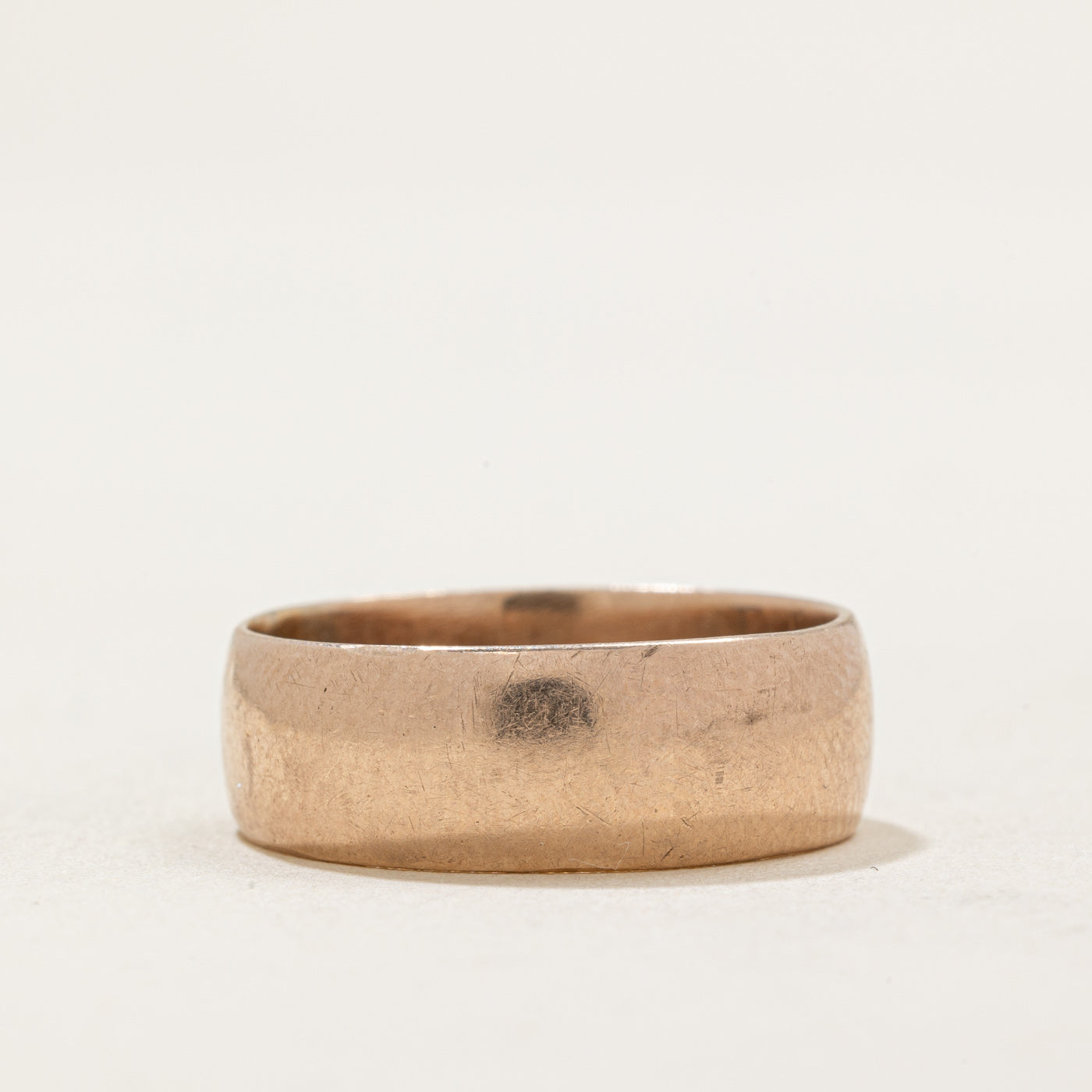Vintage Pseudo Hallmarked 9k Rose Gold Wedding Band | 6.65mm | SZ 7.75