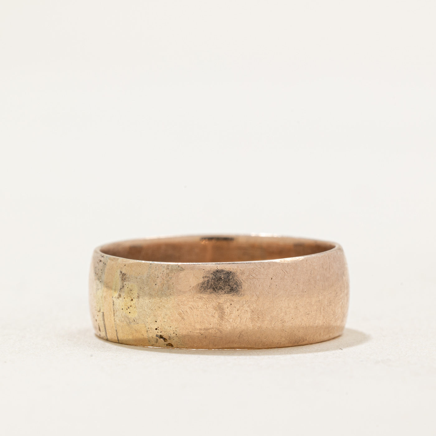 Vintage Pseudo Hallmarked 9k Rose Gold Wedding Band | 6.65mm | SZ 7.75
