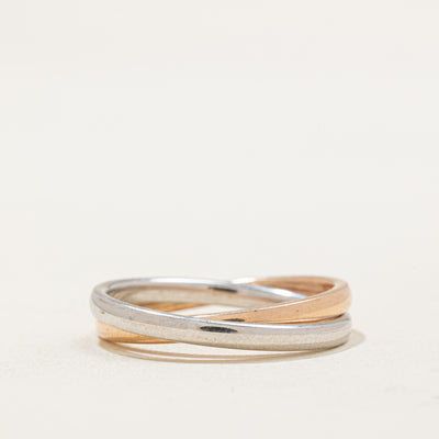 Italian 18k Rose & White Gold Interlocked Rings | 2.40mm | SZ 9.5