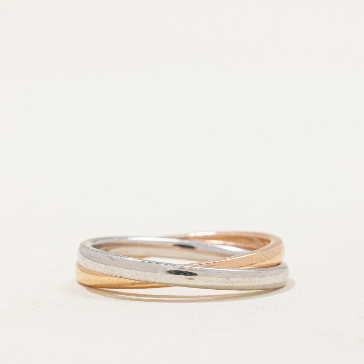 Italian 18k Rose & White Gold Interlocked Rings | 2.40mm | SZ 9.5