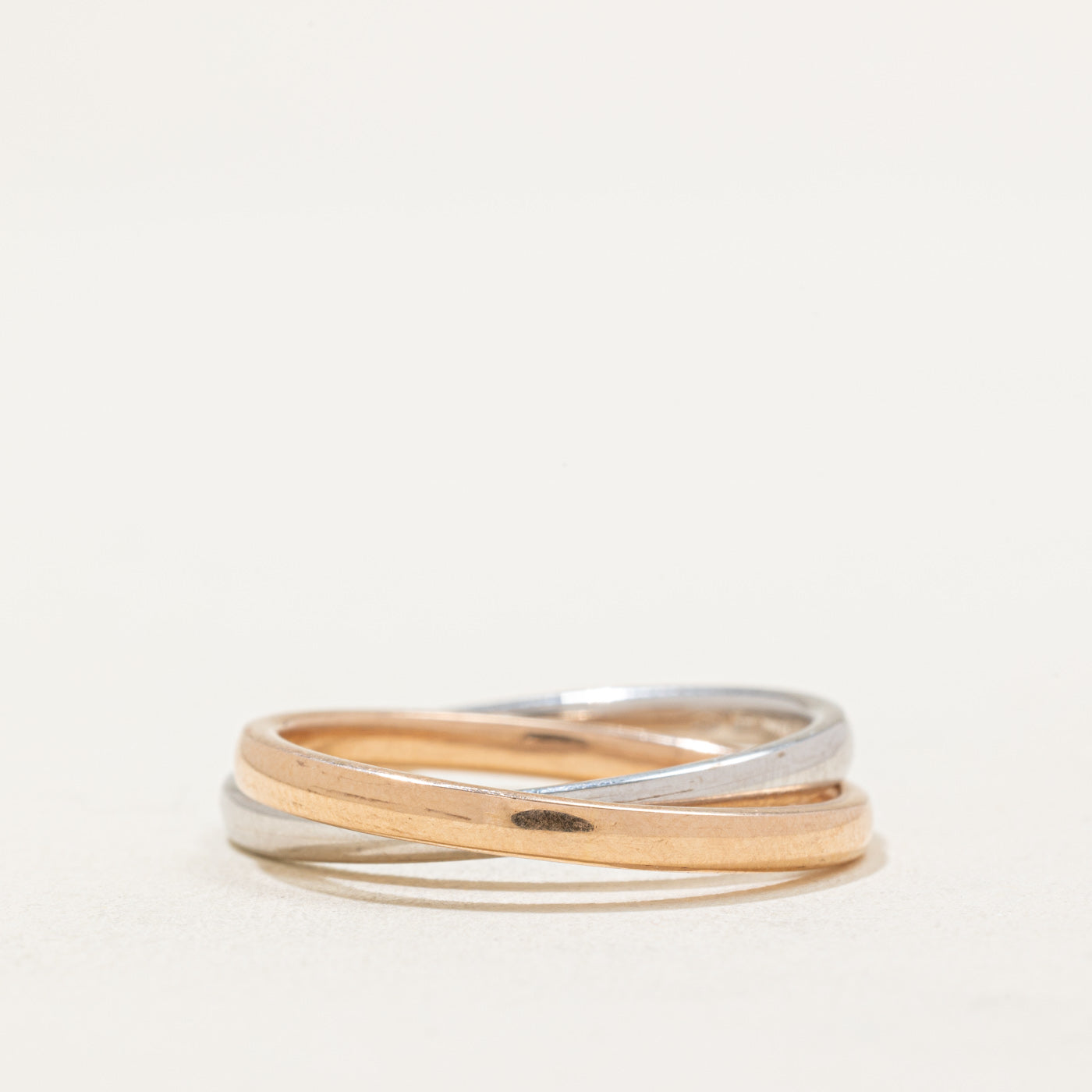 Italian 18k Rose & White Gold Interlocked Rings | 2.40mm | SZ 9.5