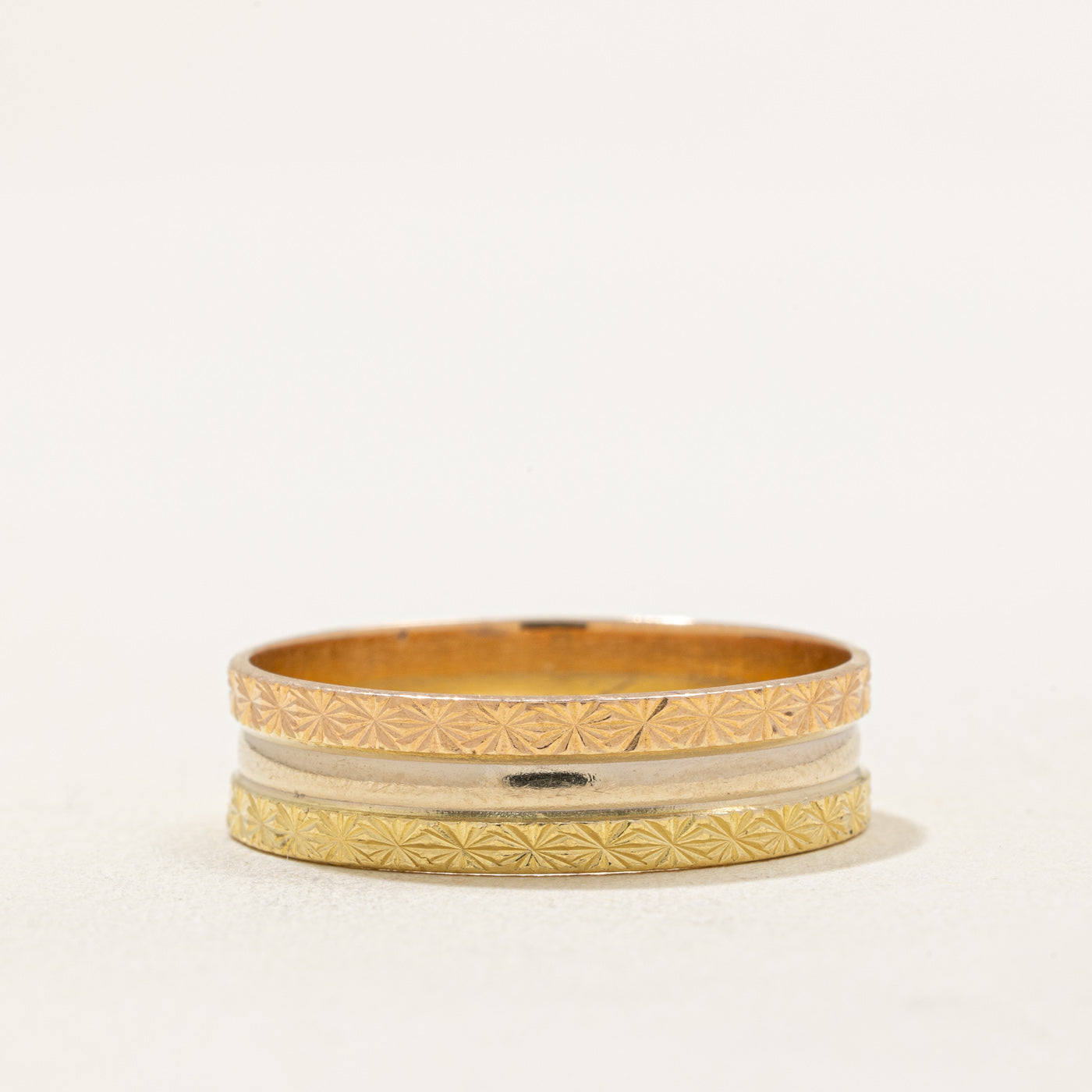 Alliance italienne en or 18 carats tricolore | 6,15 mm | Taille 12,25