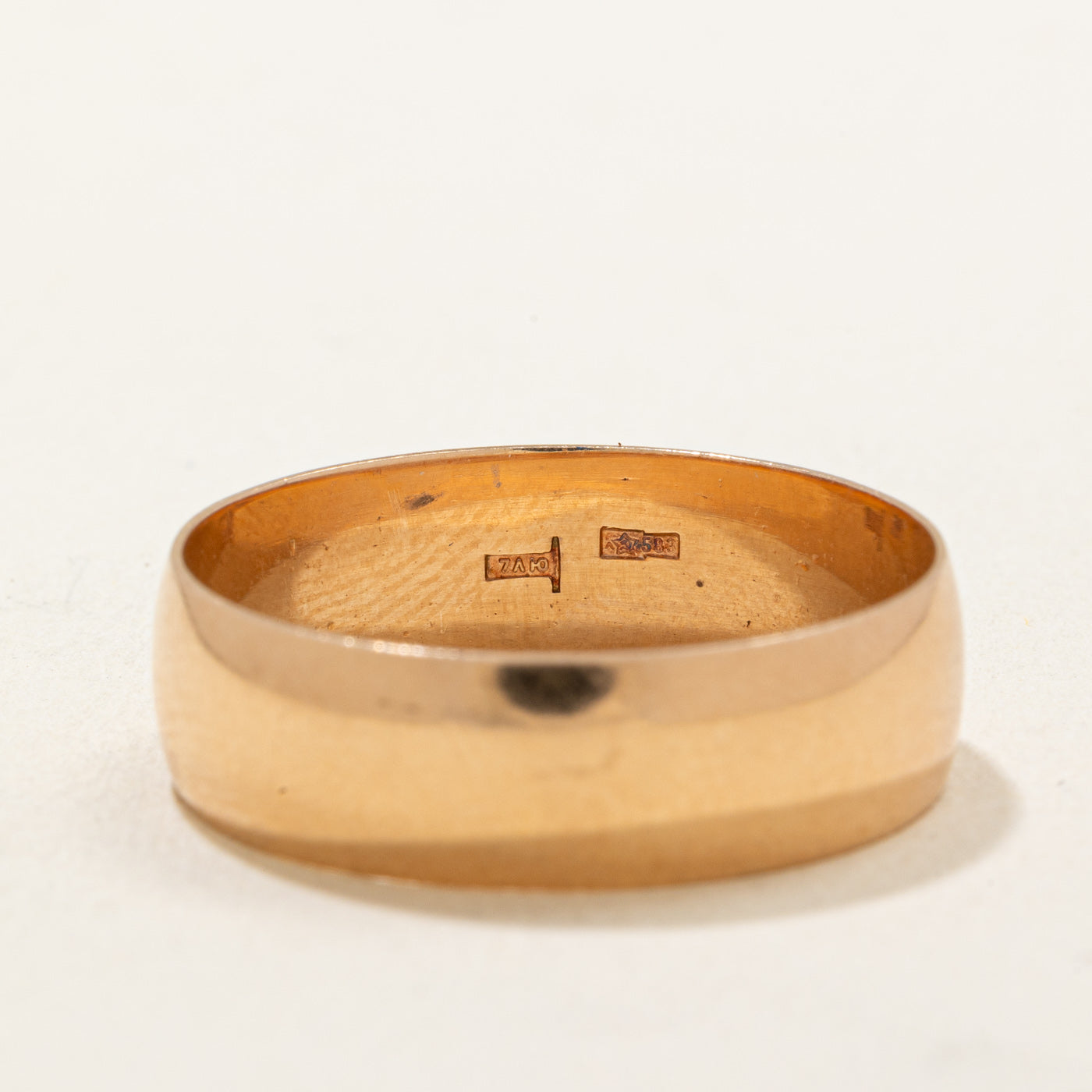 1977 Soviet Hallmarked 14k Rose Gold Wedding Band | 7.20mm | SZ 14.25