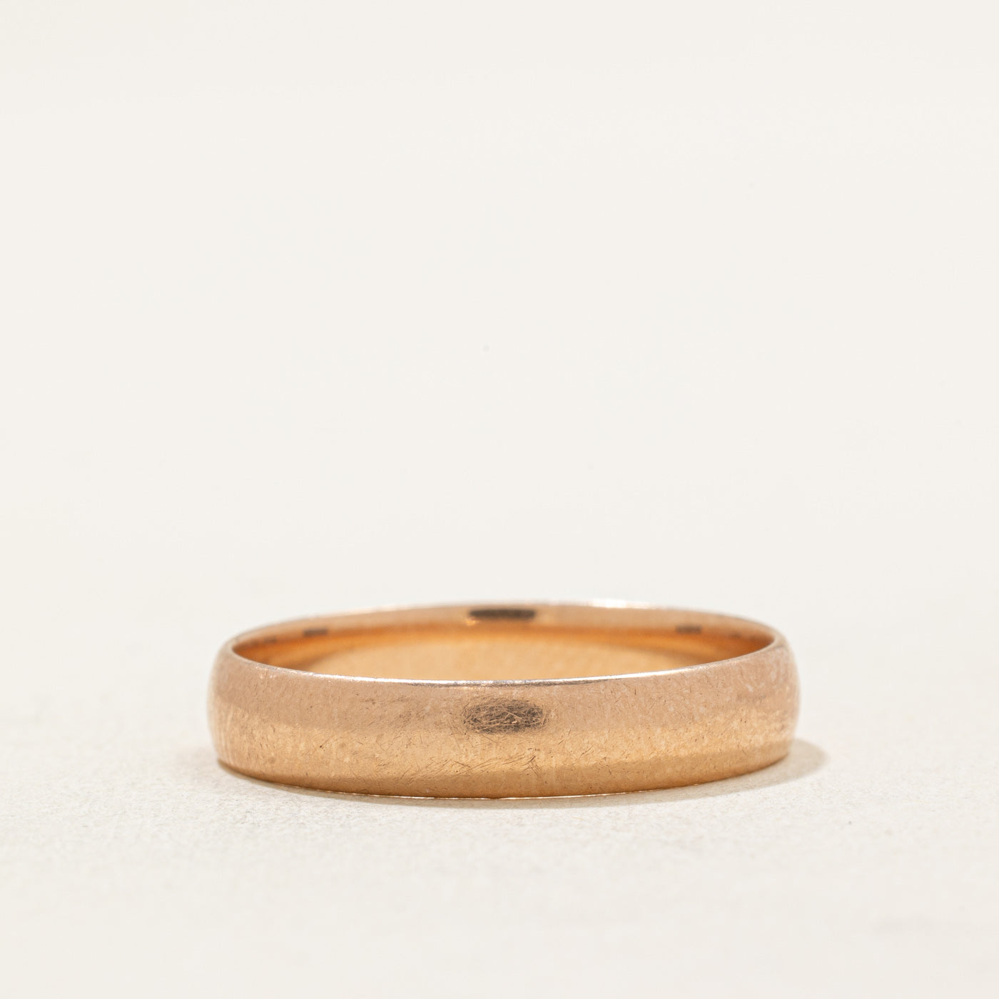 1989 Soviet Hallmarked 14k Rose Gold Wedding Band | 4.00mm | SZ 9