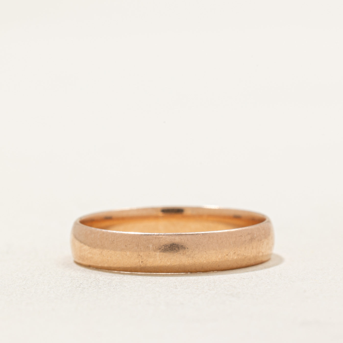 1989 Soviet Hallmarked 14k Rose Gold Wedding Band | 4.00mm | SZ 9