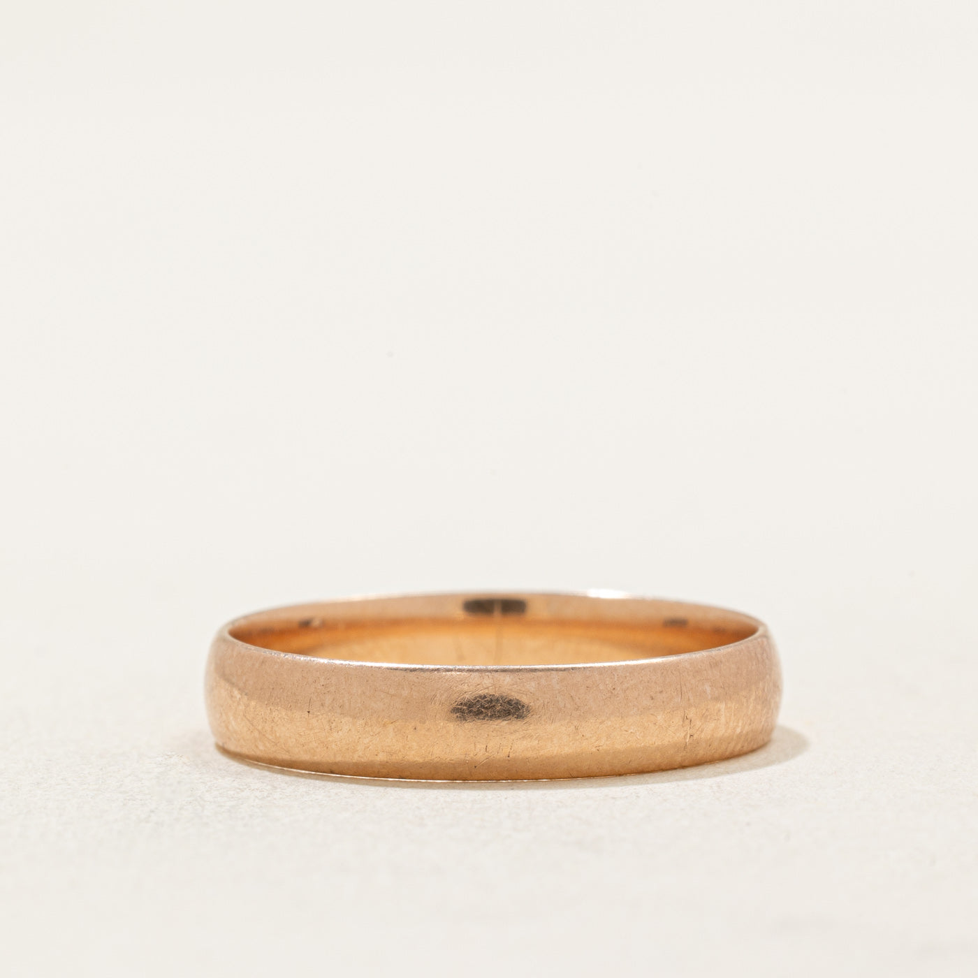 1989 Soviet Hallmarked 14k Rose Gold Wedding Band | 4.00mm | SZ 9