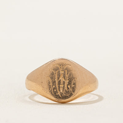15K Yellow Gold Signet Ring | Top: 10.60mm, Band: 3.00mm | SZ 5