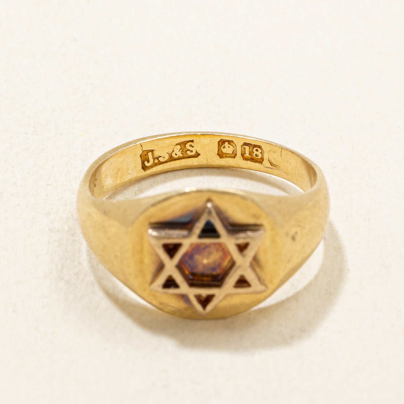 Vintage 18k Yellow Gold Star of David Ring | SZ 2.25