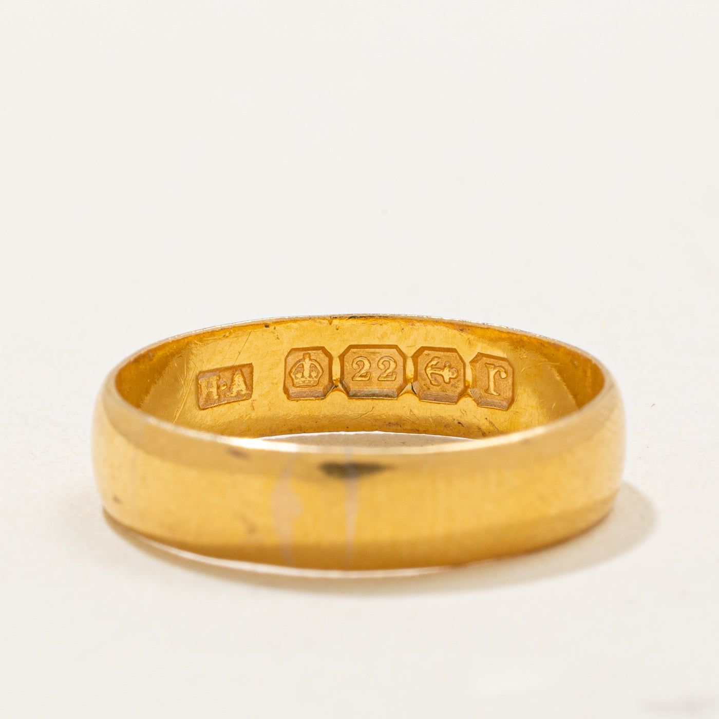 1916 Birmingham 22k Yellow Gold Wedding Band | 4.55mm | SZ 7.25