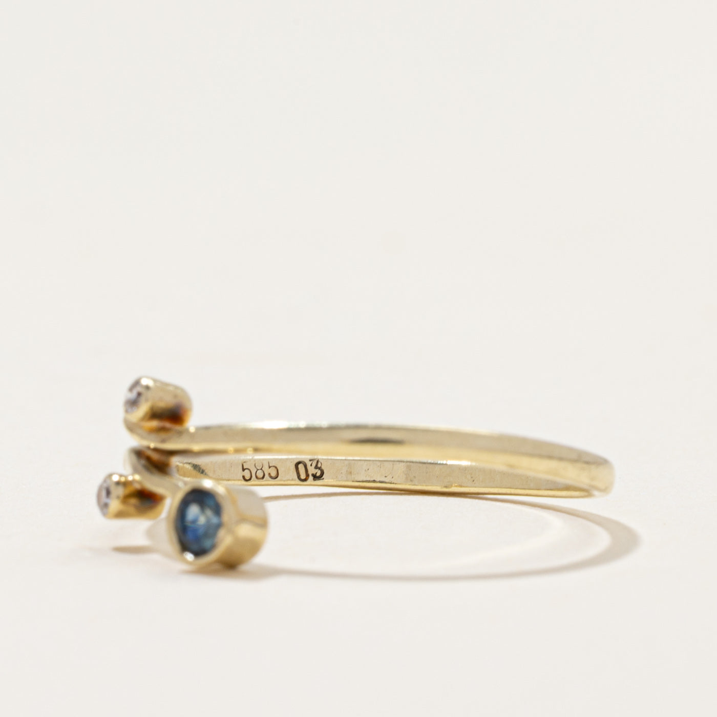 Sapphire & Diamond Bypass Ring | 0.08ct, 0.02ctw | SZ 7.25
