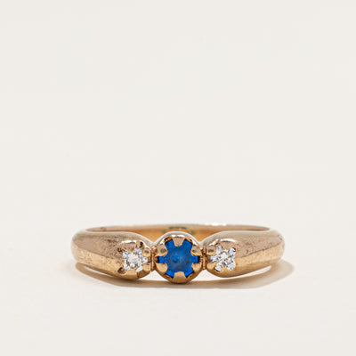 Antique Synthetic Sapphire & Natural Diamond Ring | 0.15ct, 0.10ctw | SZ 6