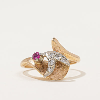 Retro Diamond & Ruby Cocktail Ring | 0.08ctw, 0.09ct | SZ 6.75