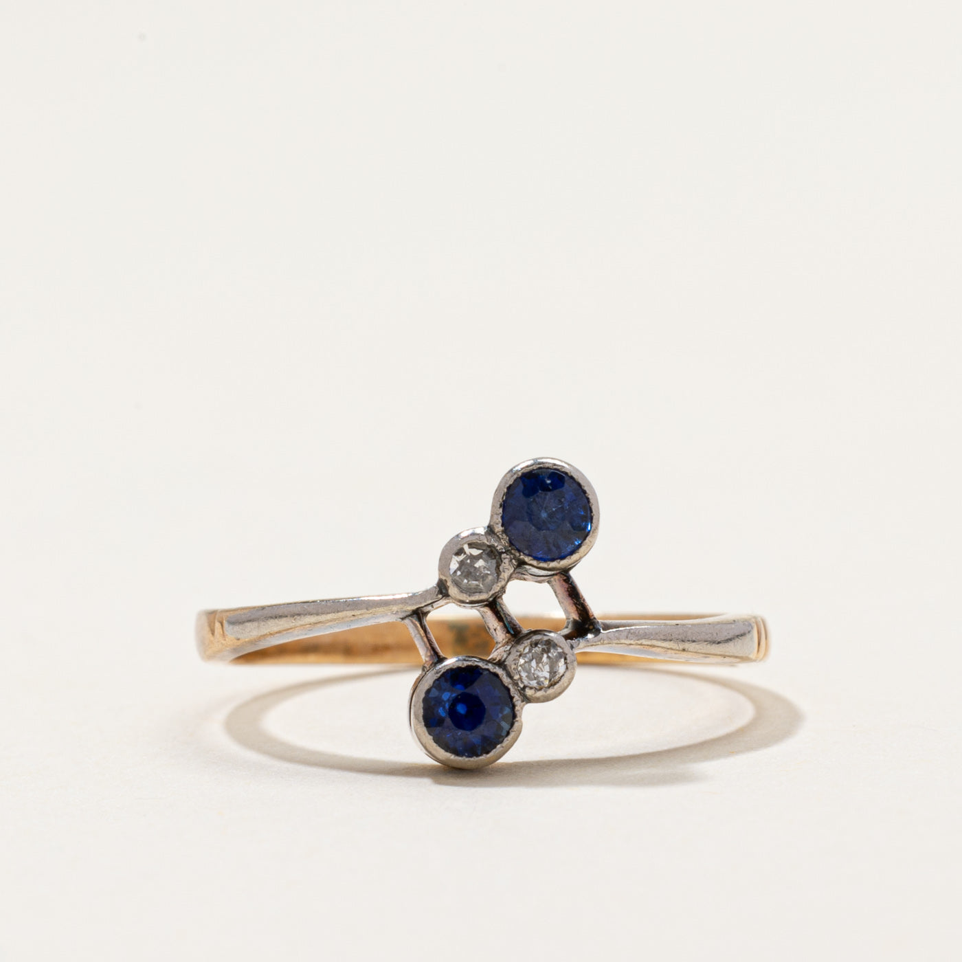 Vintage Sapphire & Diamond Bypass Ring | 0.20ctw, 0.04ctw | SZ 6