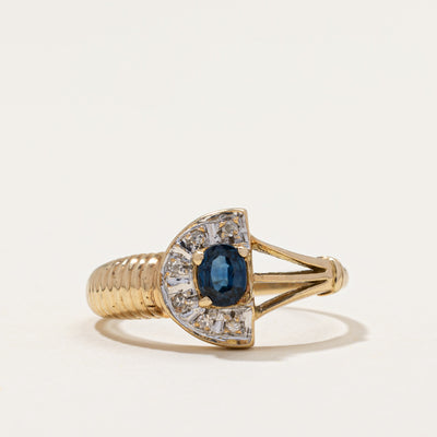 14k Sapphire & Diamond Abstract Ring | 0.37ct, 0.03ctw | SZ 6