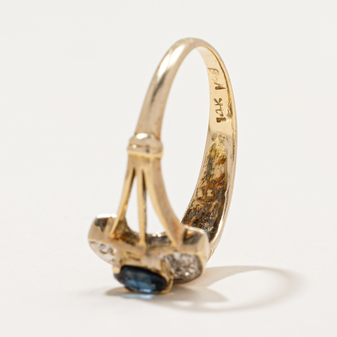 14k Sapphire & Diamond Abstract Ring | 0.37ct, 0.03ctw | SZ 6
