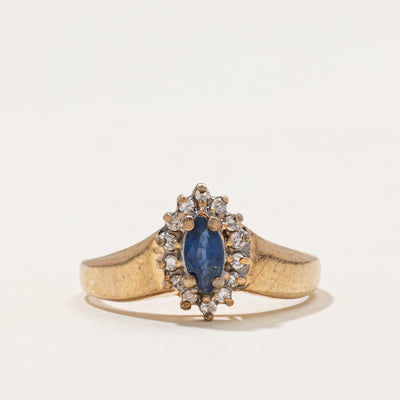 Marquise Cut Sapphire & Diamond Ring | 0.25ct, 0.10ctw | SZ 6.5